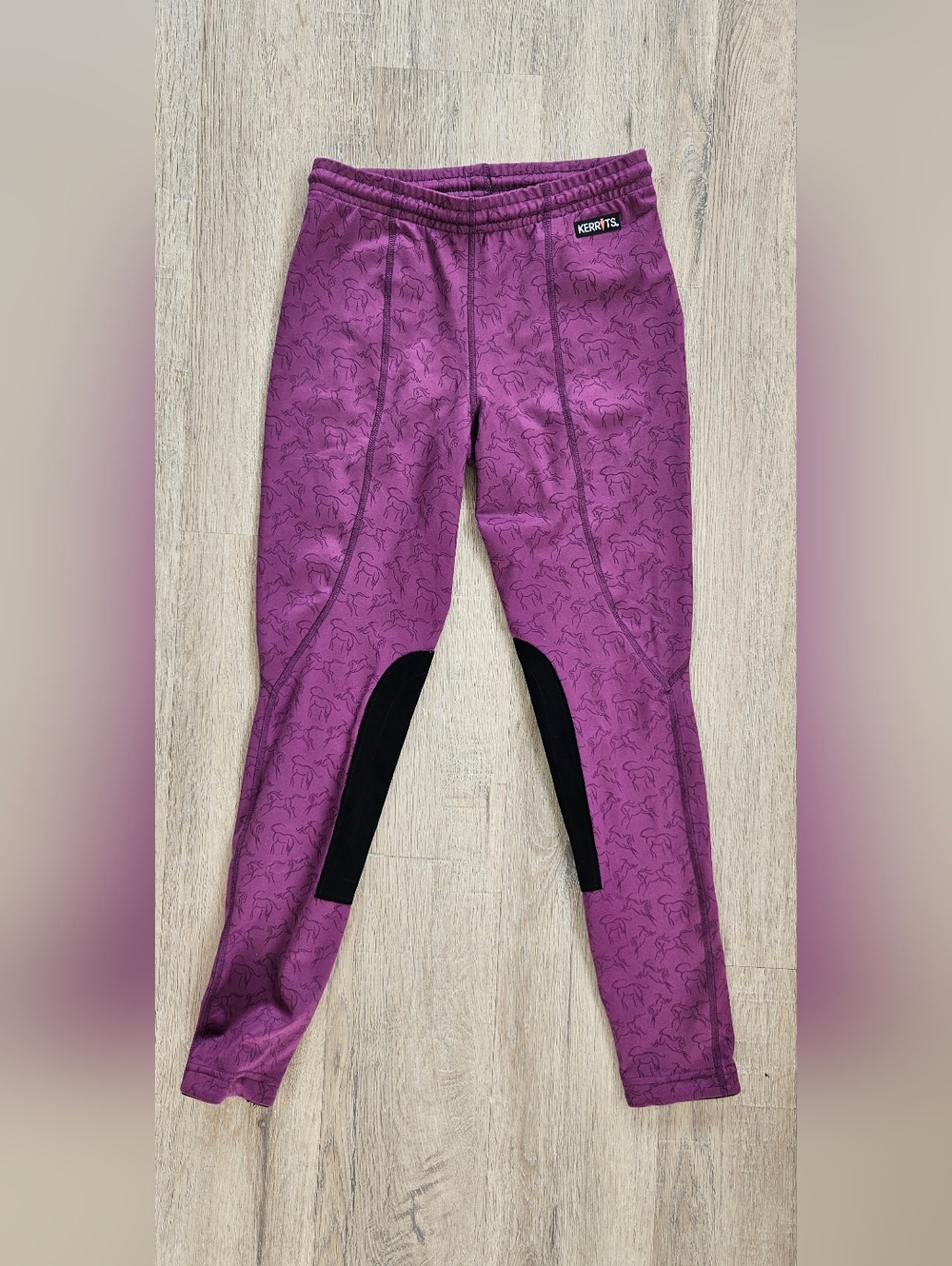 Kerrits Purple Equestrian Breeches with Black Knee Patches